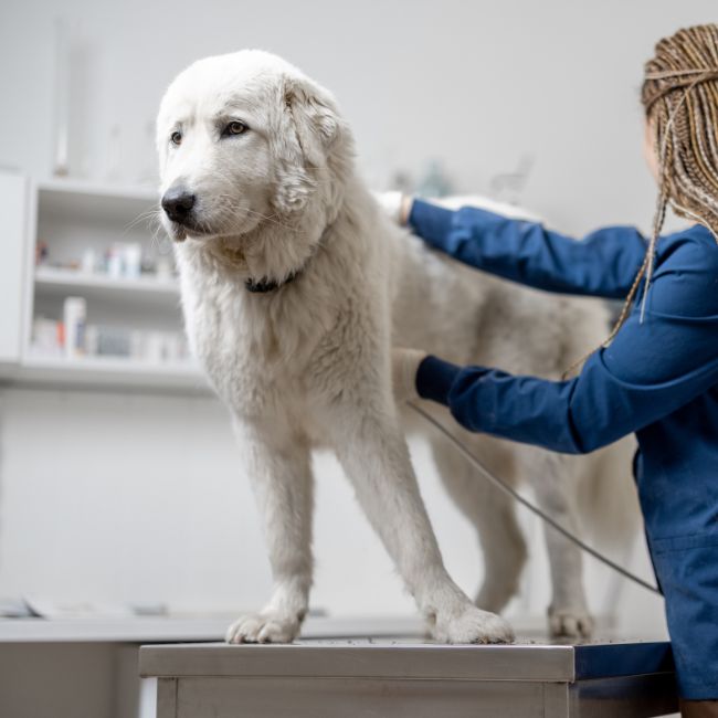 Veterinarian Examining a Dog Using Ultrasound